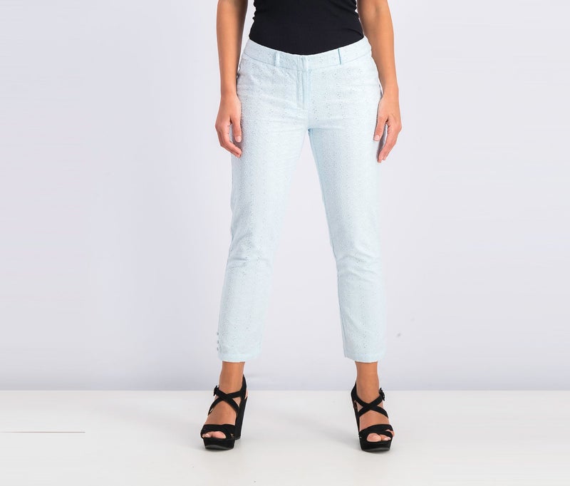 Naf Naf Women Embroidery Pants, Blue - Image 1