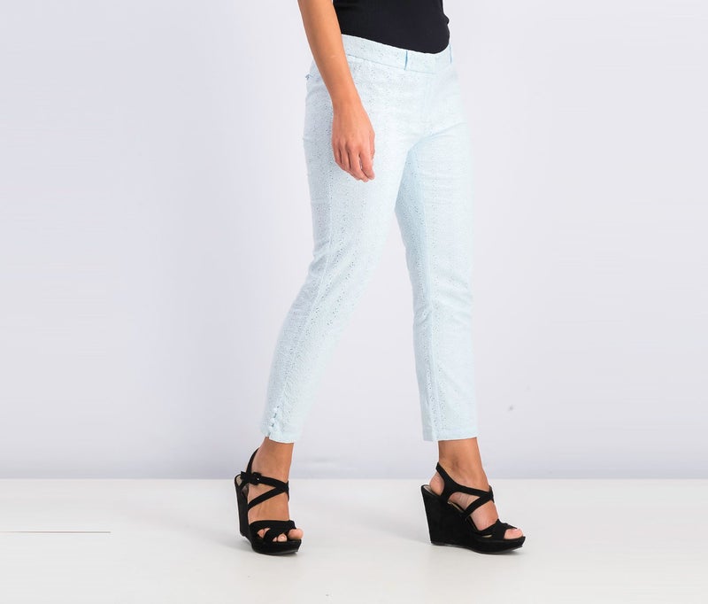 Naf Naf Women Embroidery Pants, Blue - Image 2