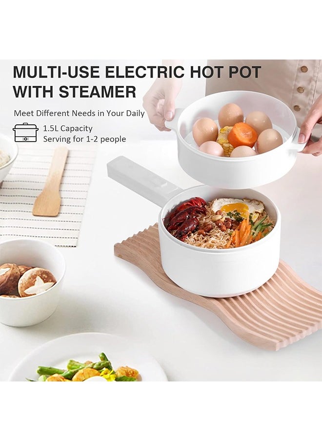 Hihonor - Double Layer Electric Cooker,Multifunctional Non-stick,With Temperature Adjustment,Frying Steak/Eggs/Oatmeal,Suitable for Hotel/Outdoor Travel/Family Gatherings(2L White) - Image 1