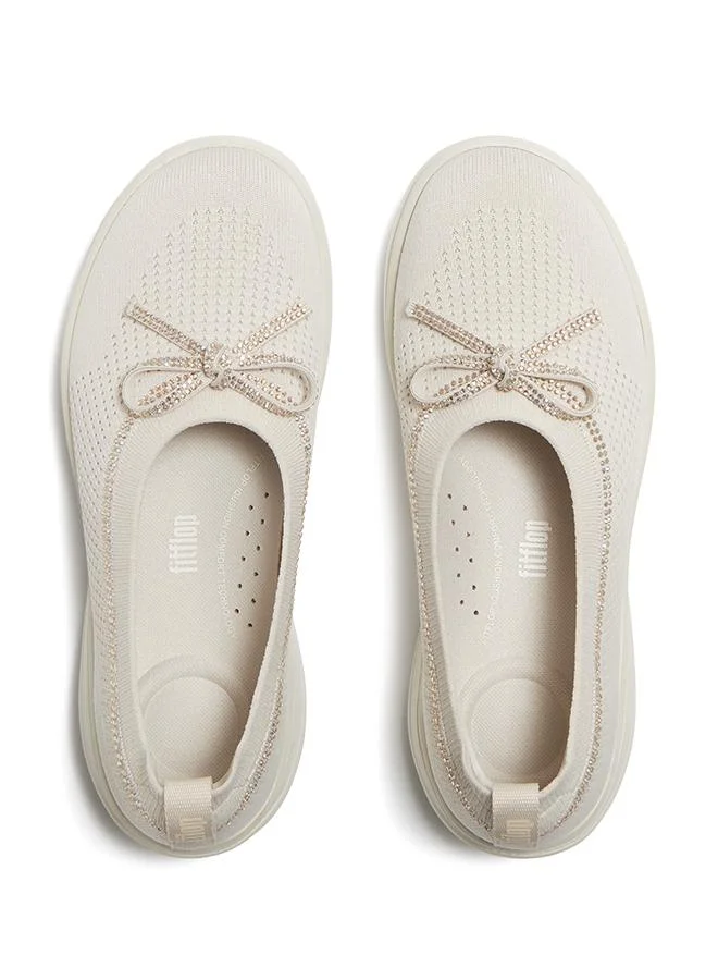 Fitflop SUPER-Q BOW CRYSTAL-TRIM KNIT  BALLET FLATS