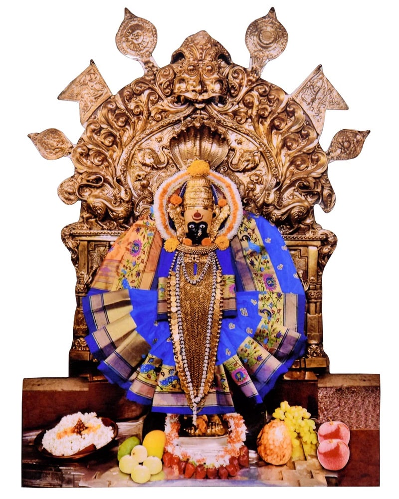 Vils Goddess Shri Kolhapur Mahalakshmi Divine Holy Blessing Wood and Plastic Statue/Photo Frame with Back Stand for Pooja/Gift (Size 4.5 inch X 6 inch)- Multicolor - Image 5