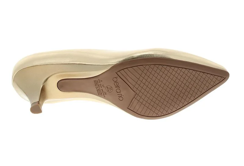 Beira Rio Beira Rio Ladies Mid Heel Shoes Golden | Made In Brazil