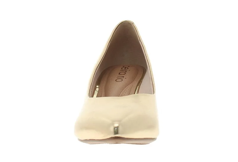 Beira Rio Beira Rio Ladies Mid Heel Shoes Golden | Made In Brazil