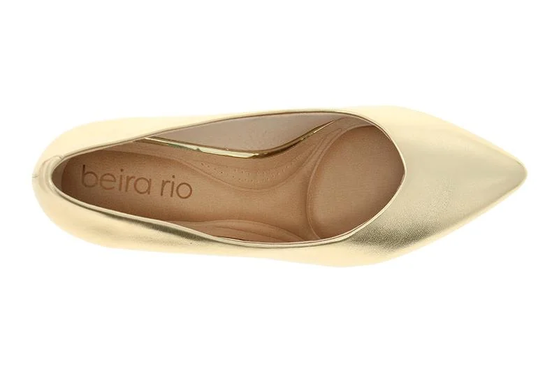 Beira Rio Beira Rio Ladies Mid Heel Shoes Golden | Made In Brazil