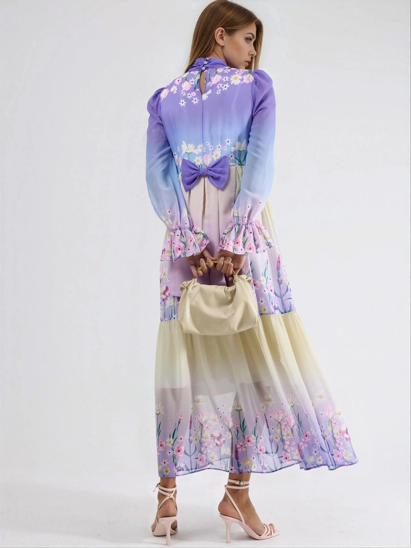 Jennyfer Floral chiffon turtleneck maxi dress - Image 2
