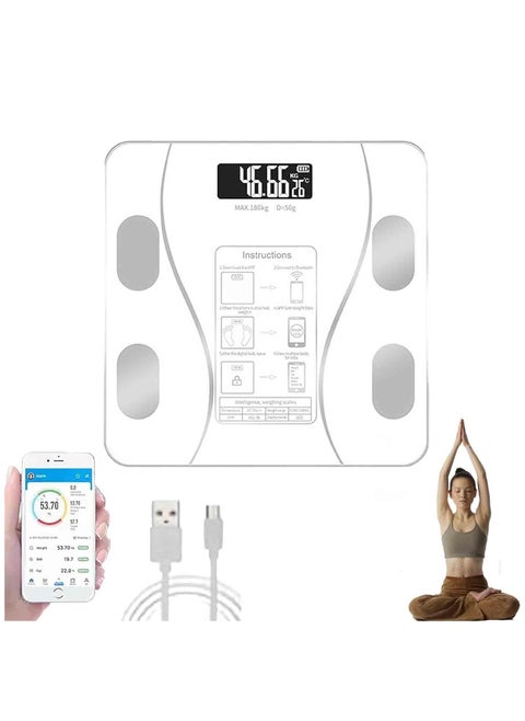 Bluetooth Body Fat Scale, Smart Wireless BMI Digital Bathroom Weight Scale Body Composition Monitor Health Analyzer with Smartphone App for Body Weight, Fat, Water, BMI,etc.