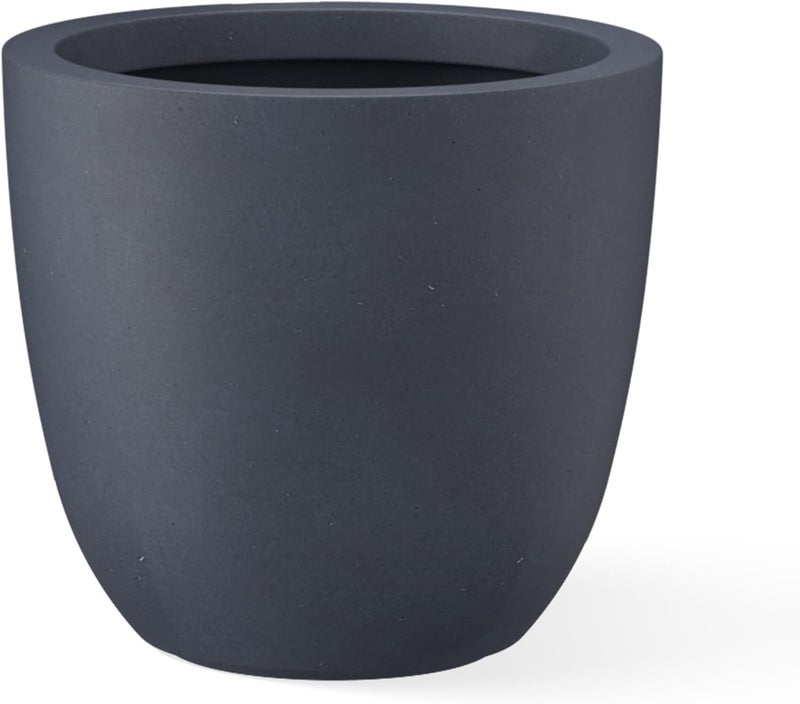 kante RC0050B-C60121 Lightweight Concrete Modern Outdoor/Indoor Round Planter, 12 in. Tall, Charcoal - Image 1