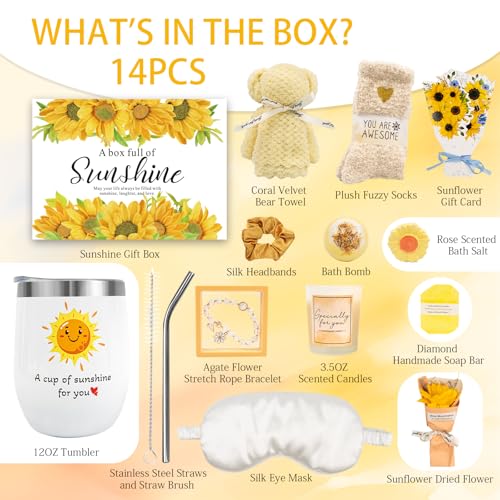 Betem Birthday Gifts for Women, Sunflower Self-Care Package, Sending Sunshine Get Well Gifts for Women, Her, Sister, Mom, Best Friends, Unique Spa Basket Perfect for Christmas, Valentine's, Mother's Day - Image 2