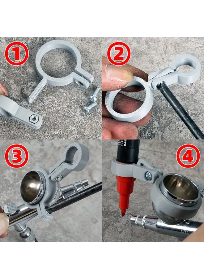 Adjustable Airbrush Kit Type A for Model Painting Precision Nozzle Ergonomic Grip Ideal for Car Tank Airplane Mecha and Ship Models Includes Cleaning Brushes and Accessories Model Making Assembly Tool Supplies - Image 3