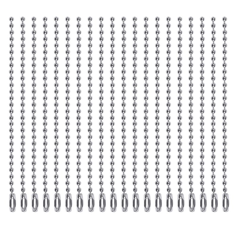 Pengxiaomei 20 قطعة سلسلة كرات خرز من الفولاذ المقاوم للصدأ مع وصلات كرات معدنية وسلاسل مفاتيح لزينة عيد الميلاد وصنع المجوهرات 39 طول 24 مم قطر