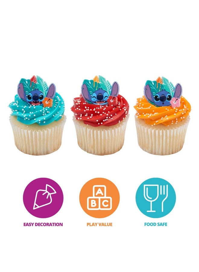 DecoPac DecoPac Disney's Stitch 'Ohana Cupcake Rings, 24 Lilo & Stitch Cupcake Decorations For Birthday Parties & Celebrations, Food Safe Cake Toppers - 24 Pack  - Image 2