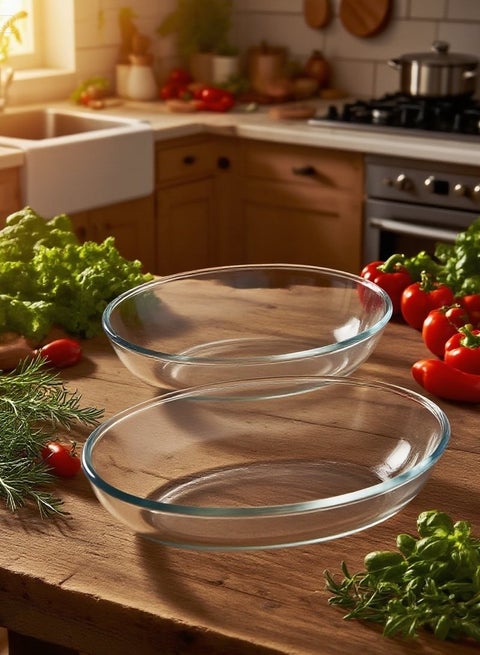2-Piece Oval Glass Oven Baking Dish Set, Sizes Medium 1.6L, Large 3.0L