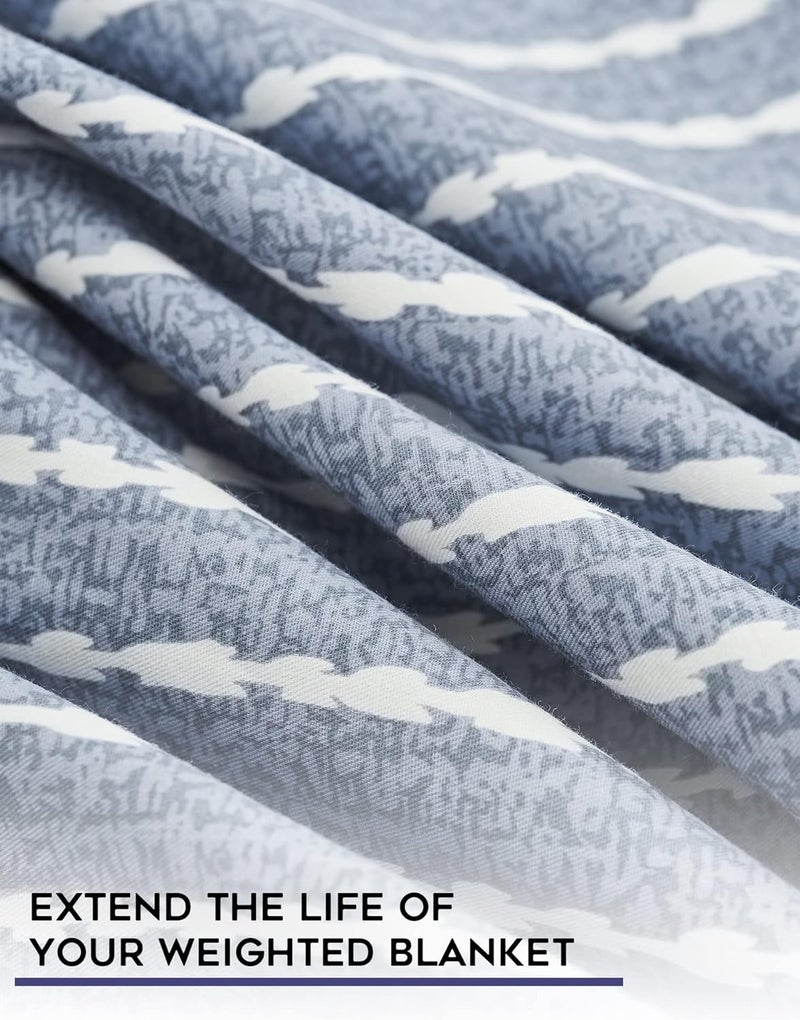 YnM Cotton Duvet Cover for Weighted Blankets (Blue White, 41''x60'') - Image 4