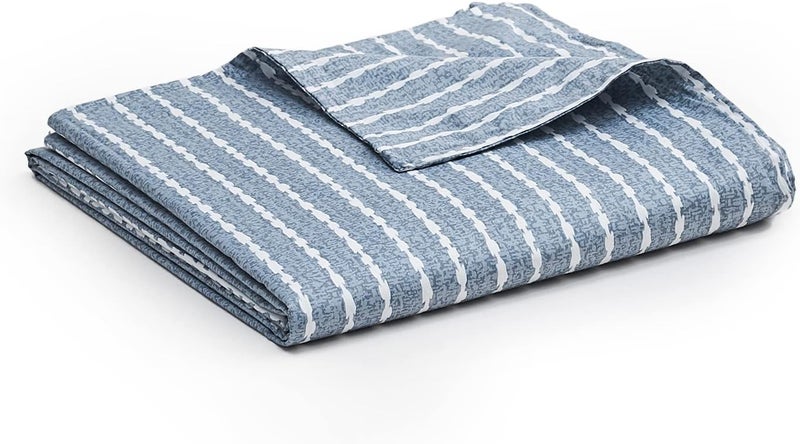 YnM Cotton Duvet Cover for Weighted Blankets (Blue White, 41''x60'') - Image 1