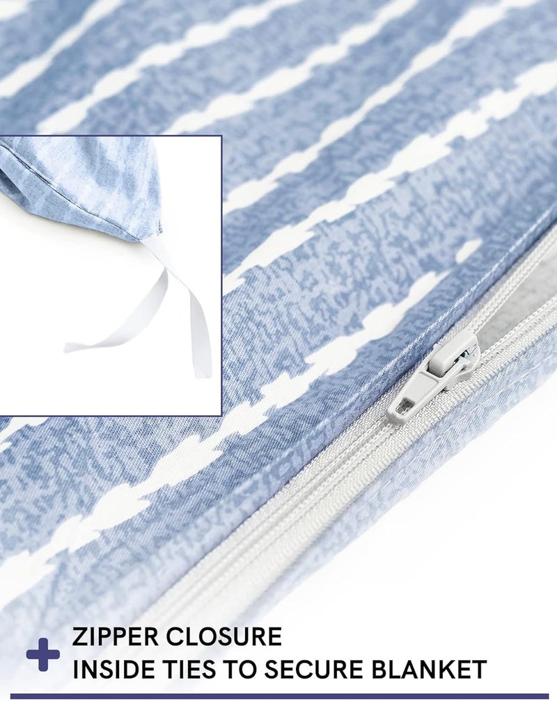 YnM Cotton Duvet Cover for Weighted Blankets (Blue White, 41''x60'') - Image 3