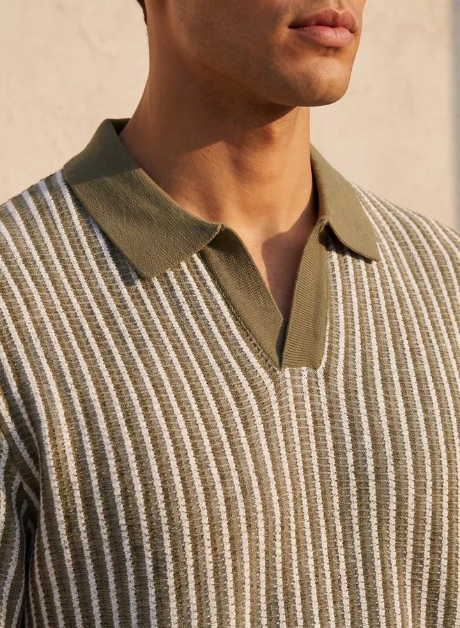 Splash FAV GREEN Men Short Sleeves Striped Polo T-shirt for Men | Best Price UAE