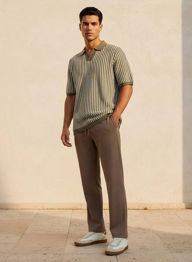 Splash FAV GREEN Men Short Sleeves Striped Polo T-shirt for Men | Best Price UAE