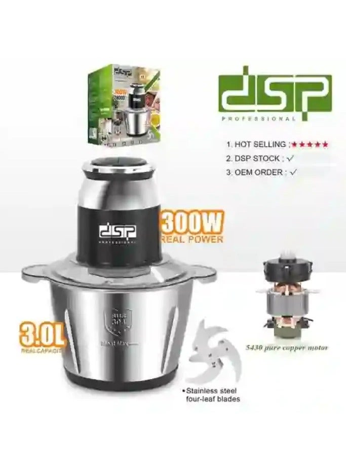 دي اس بي مفرمة لحوم وقطاعة خضار من دي اس بي، قطاعة لحوم سعة 3 لتر، 300 واط، 28000 دورة في الدقيقة، محرك نحاسي نقي، شفرات من الستانلس ستيل، تحكم بسرعتين، سهلة التنظيف: سهولة الفك والتنظيف تجعل مفرمة الطعام هذه إضافة مريحة لأي مطبخ، مما يوفر الوقت والجهد.KM4101، متعدد الألوان - Image 1