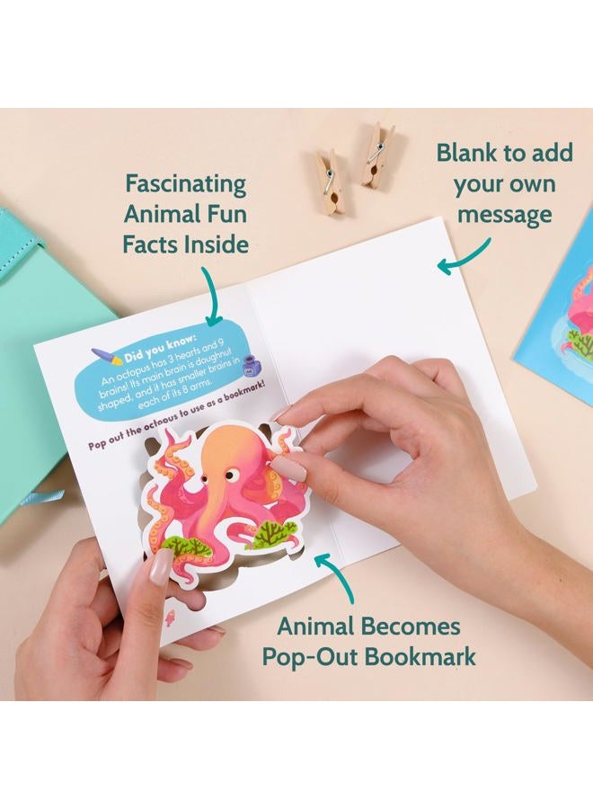 T MARIE Animal Fun Fact Cards with Bookmarks - 20 Greeting Cards with Pop-Out Bookmark Mini Gifts - Punny, Funny Bulk Thinking of You Notecards for Kids, Grandkids, Teachers, Students, Friends, Family & More - Image 3