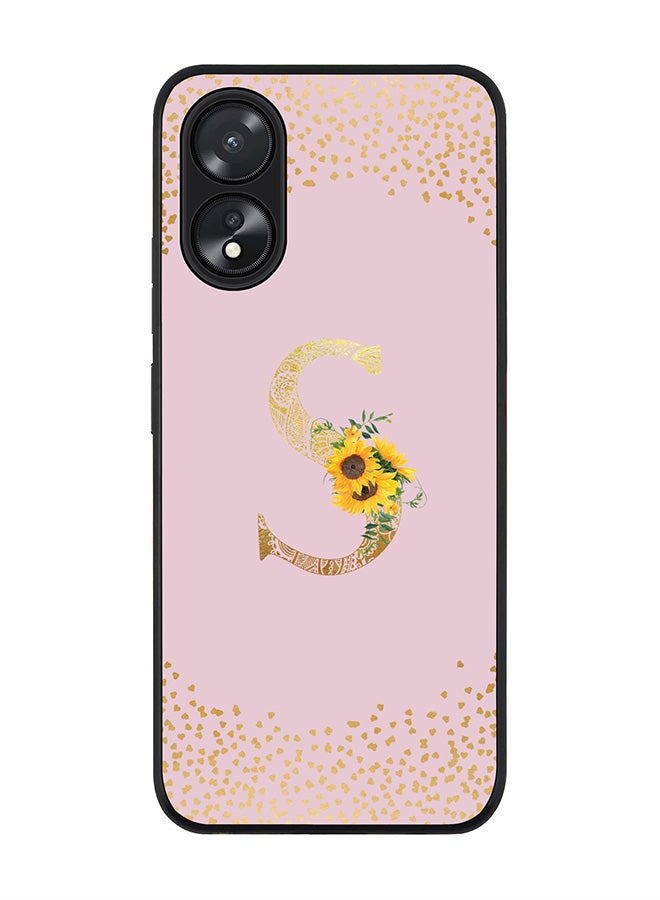 Stylizedd Rugged Black Edge case for Oppo A18 / Oppo A38,Slim fit Flexible Cover - Custom Monogram Initial Letter Floral Mandala Pattern Alphabet - S (Pink ) - Image 1