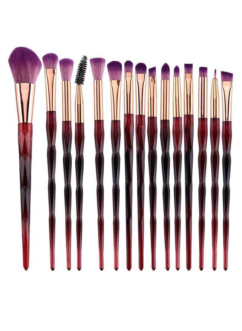 طقم فراشي مستحضرات تجميل مكوّن 15 قطعة متعدد الألوان - Image 1