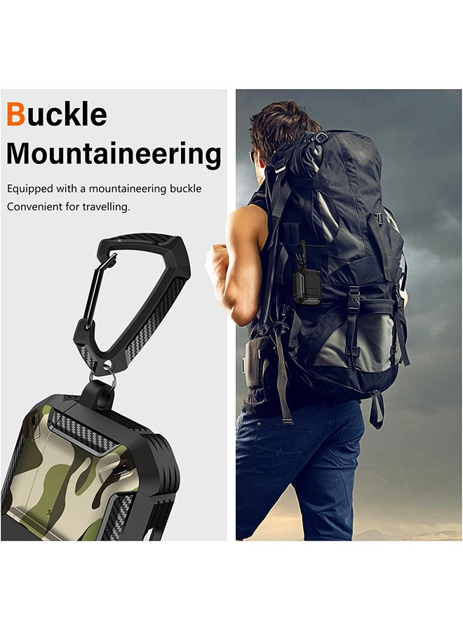 O Ozone For AirPods 4 Case Cover (2024) with Secure Lock Clip, Camouflage Design Full Drop Protection Shockproof Hard PC Case Cover Keychain- Brown - Image 5