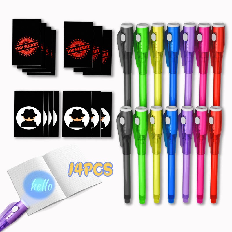 JIMMIDDA Invisible Ink Pen Spy Game for Kids Party Favors Toys for Girls Boys Magic Markers for Boys Girls Fun Outdoor Toys Birthday for 613 Year Old Girls Boys 14PCSBlack Notebooks - Image 3