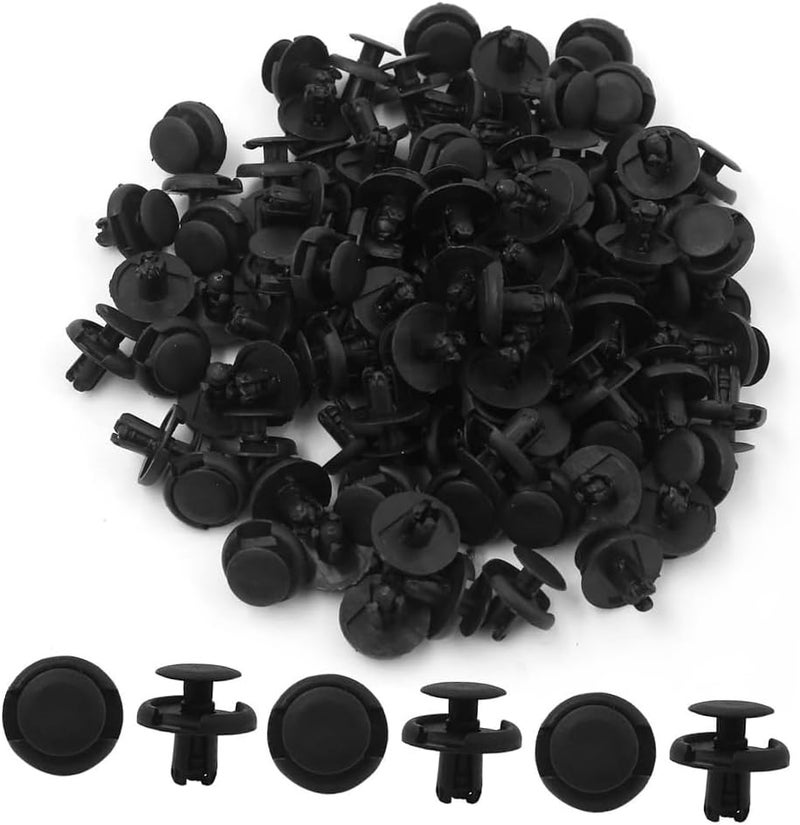 100Pcs Plastic Trim Panel Push Type Fastener Retainer Clips 7mm Black for Car Interior Exterior Panels, Carpet, Door Cards, Engine Covers, Hood, Fender - Image 1
