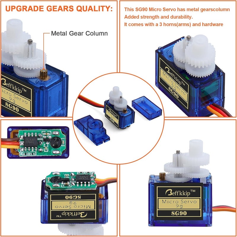 Beffkkip RC Servo 5Pcs SG90 9g Micro Servos for RC Robot Helicopter Airplane Controls Car Boat Mini  Servo - Image 2