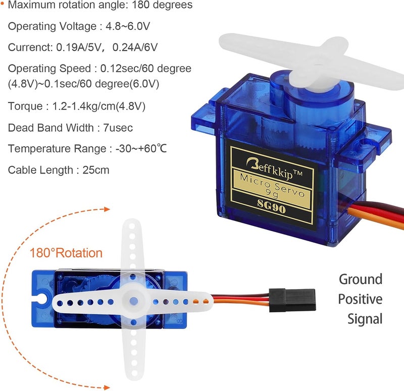Beffkkip RC Servo 5Pcs SG90 9g Micro Servos for RC Robot Helicopter Airplane Controls Car Boat Mini  Servo - Image 5