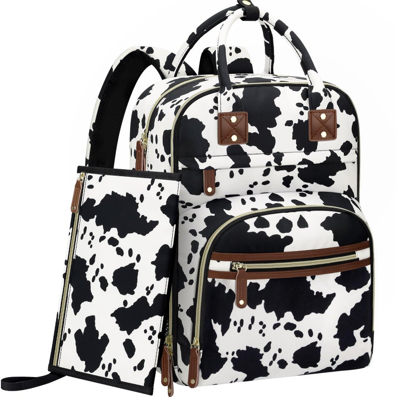 Tenot Diaper Bag Backpack for Women with Changing Pad Baby Bag with Insulated Pockets Multifunctional Diaper Bags For Baby Girl Boy Waterproof Baby Bags For Boys Girls Maternity Bag Cow Print - Image 2
