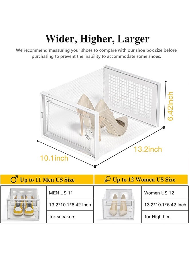 Beauenty Shoe Storage Boxes Organizers Clear Plastic Stackable 12 Pack, Shoe Rack & Holder Substitute, Sneaker Containers, Toy Storage Organizer Bins for Entryway, Closet, Under Bed - Image 3