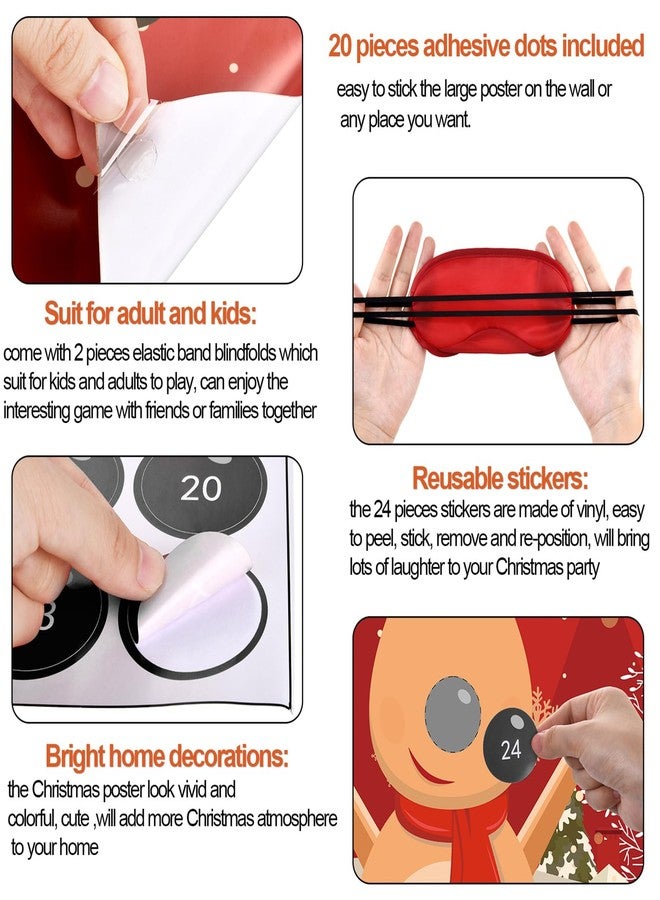 Gejoy Pin the Nose on the Reindeer Snowman Christmas Party Games Pin Games Set Christmas Holiday Activities Family Adults New Year Xmas Party Supplies - Image 3