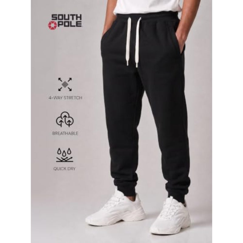 Southpole men's cargo pocket jogger pants for casual wear, cotton-blend fabric, black, with functional pockets and relaxed fit - Image 5