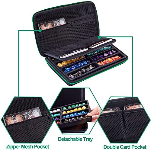 SIQUK Green EVA Dice Case with Detachable Tray and Handle for Dungeons & Dragons and Other RPG Games - Image 2