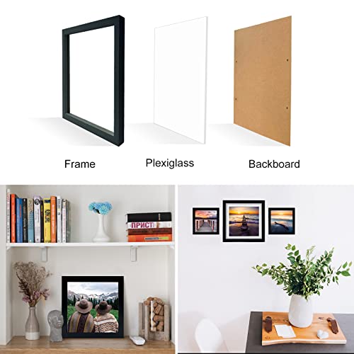 LEKAIYA 6x6 Black Picture Frames Set of 2, Square Solid Wood Photo Frame for Tabletop or Wall Mounting - Image 4