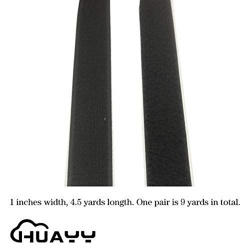 HUAYY 1 Inches Width 4.5 Yards Length | self-Adhesive Hook and Loop Style Sheets | Super Sticky Glue Nylon Patch | Strips | Tape | Fastener,Black (1in x 4.5yd) - Image 2