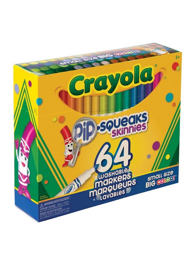 Crayola Pip-Squeaks Skinnies Washable Markers (64ct), Mini Markers for Kids, Coloring Markers, Craft Supplies, Kids Holiday Gift, 3+ - Image 4