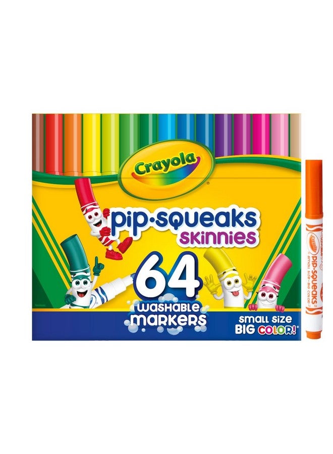 Crayola Pip-Squeaks Skinnies Washable Markers (64ct), Mini Markers for Kids, Coloring Markers, Craft Supplies, Kids Holiday Gift, 3+ - Image 2