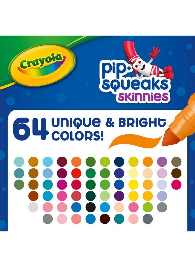 Crayola Pip-Squeaks Skinnies Washable Markers (64ct), Mini Markers for Kids, Coloring Markers, Craft Supplies, Kids Holiday Gift, 3+ - Image 3