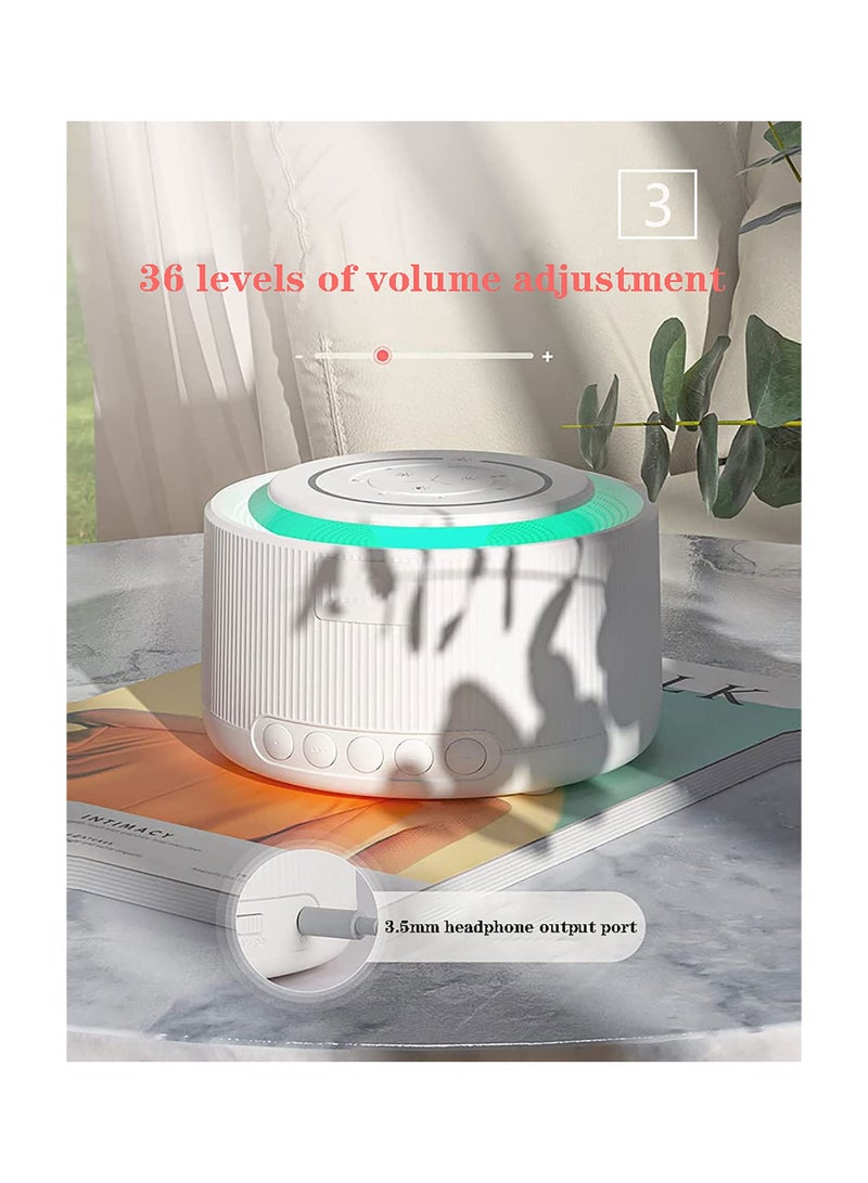 White Noise Machine, Sound Machine for Sleeping Adults Kids 30 Non-looping Soothing Sounds, Portable Baby Sound Machine, 3 Timer Memory Function Audio Jack - Image 3