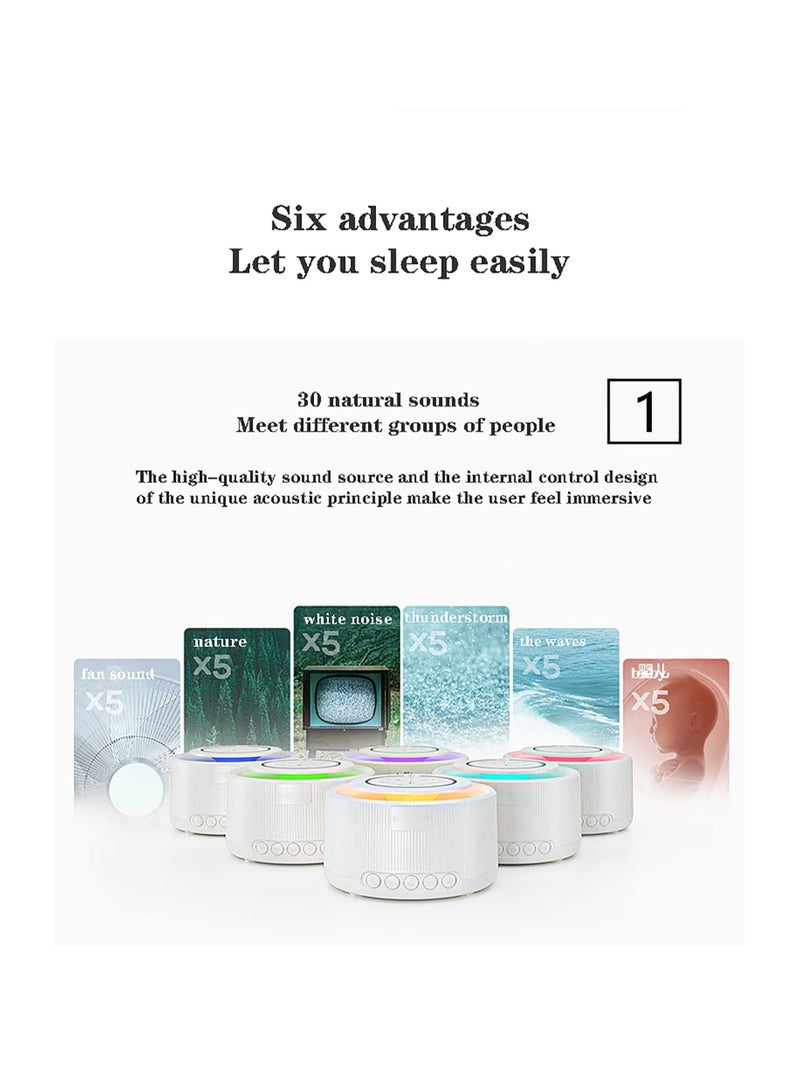 White Noise Machine, Sound Machine for Sleeping Adults Kids 30 Non-looping Soothing Sounds, Portable Baby Sound Machine, 3 Timer Memory Function Audio Jack - Image 4