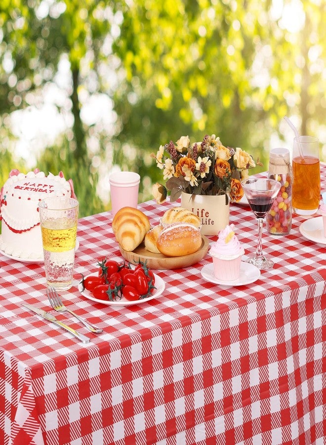 NatNarr 6 Pack Red and White Checkered Tablecloth, 54 X 108Inch Plastic Red Gingham Tablecloth Disposable Picnic Tablecloth Waterproof Red Checkered Tablecloth for Picnic Barbecue Birthday Farm Party - Image 5