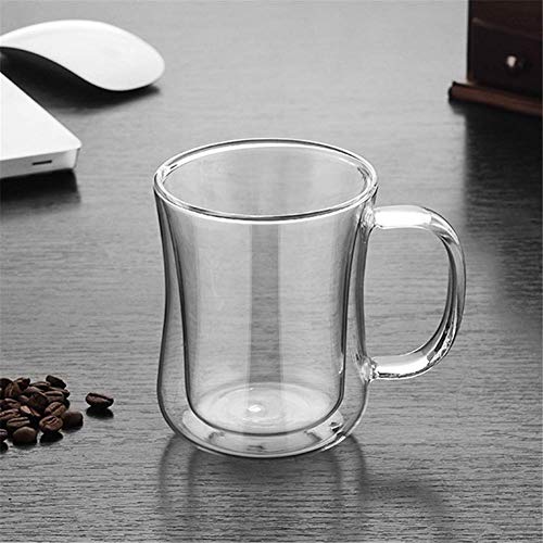 we3 Glass Double Wall Thermal Insulated Mug for Drinking Tea, Coffee, Espresso, Juice, Wine, Latte, Cappuccino Stackable Cup with Handle (220 ml Each) - Image 3