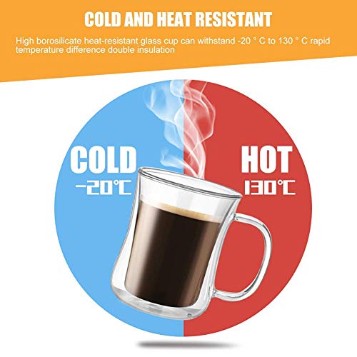we3 Glass Double Wall Thermal Insulated Mug for Drinking Tea, Coffee, Espresso, Juice, Wine, Latte, Cappuccino Stackable Cup with Handle (220 ml Each) - Image 4