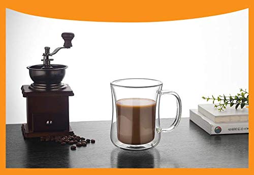 we3 Glass Double Wall Thermal Insulated Mug for Drinking Tea, Coffee, Espresso, Juice, Wine, Latte, Cappuccino Stackable Cup with Handle (220 ml Each) - Image 5