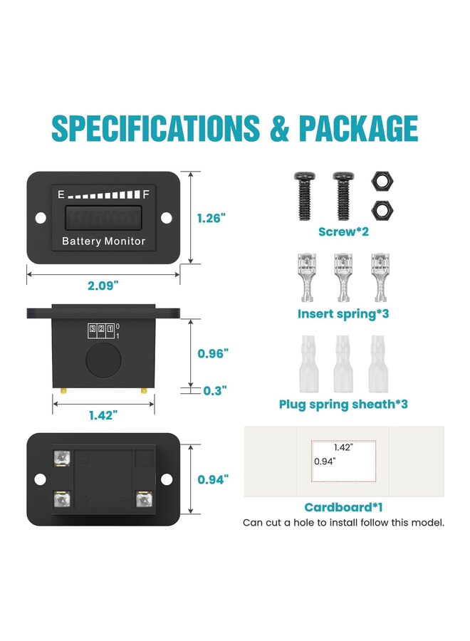 12V 24V 36V 48V 60V 72V Battery Monitor Meter, Water-proof LED Battery Capacity Voltage Indicator AcidLithium Battery Gauge Meter Most Cars - Image 1