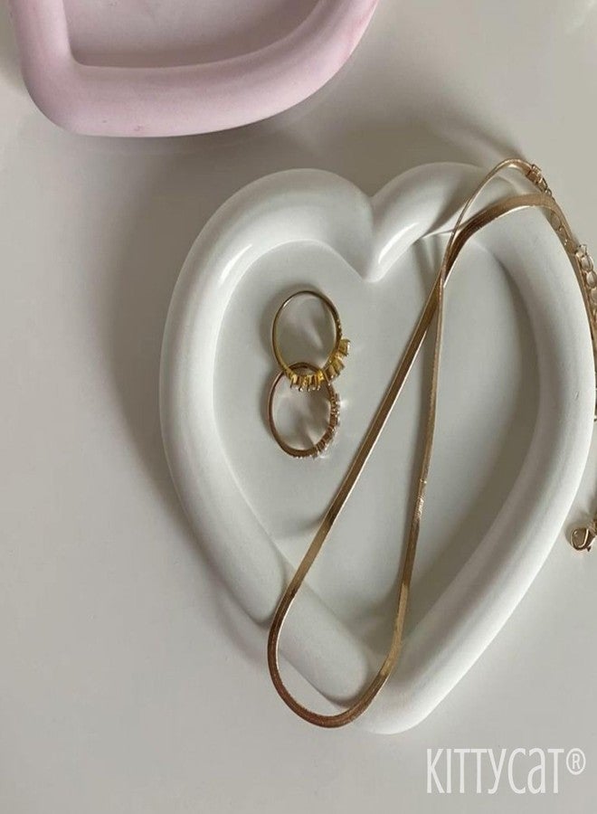 Kitty Cat® 1 Pcs Concrete Jewelry Tray Trinket Dish - Decorative Heart Vanity Key Tray for Women | Cute Jewelry Plate, Ring Holder, Aesthetic Room Decor, Perfect Valentine's Day Gift (13.7x12.3cm) - Image 2