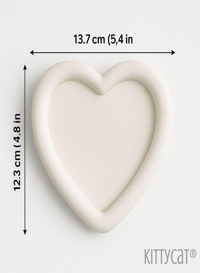Kitty Cat® 1 Pcs Concrete Jewelry Tray Trinket Dish - Decorative Heart Vanity Key Tray for Women | Cute Jewelry Plate, Ring Holder, Aesthetic Room Decor, Perfect Valentine's Day Gift (13.7x12.3cm) - Image 5