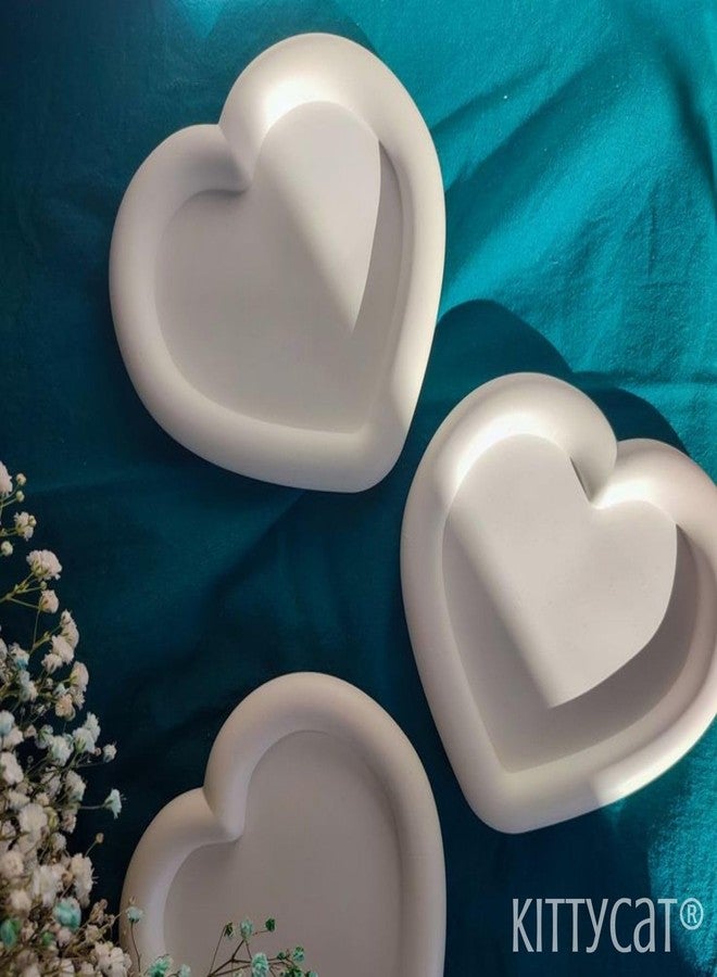 Kitty Cat® 1 Pcs Concrete Jewelry Tray Trinket Dish - Decorative Heart Vanity Key Tray for Women | Cute Jewelry Plate, Ring Holder, Aesthetic Room Decor, Perfect Valentine's Day Gift (13.7x12.3cm) - Image 3